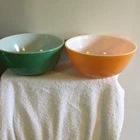 Vintage Pyrex Mixing Bowls Green &  Orange 403