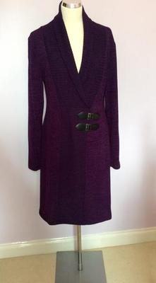 CONNECTED APPAREL LILA STRICKKLEID V-AUSSCHNITT SCHNALLENBESATZ GRÖSSE 12