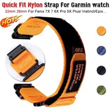 22 26mm Nylon Strap For Garmin Fenix 8 7X 6X Pro 5XPlus Quick Release Woven Band