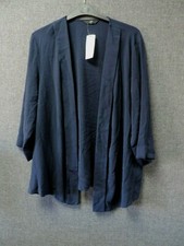 Evans 3/4 Sleeve Touch Close Jacket Navy Uk 28 Rrp £36 Ln011 Mm 14