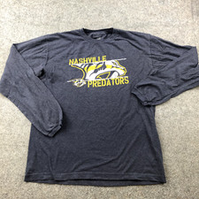 Nashville Predators Shirt Men Large Blue Spell Out Long Sleeve Crewneck