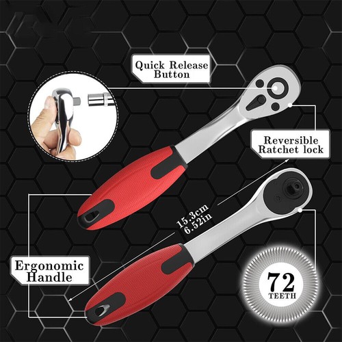 53pcs Metric Socket Set Ratchet Torx Wrench Kit 1/4" Drive Repair Tool with Case - Picture 6 of 13