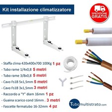 Kit installazione climatizzatore  tubo rame 1/4''  3/8'' 5 metri - staffa e cavi
