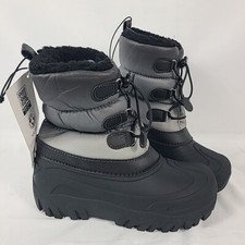 NEW Members Mark Kids Youth Warm Cozy Lining Snow Boots Grey/ Black SZ 4 NWT