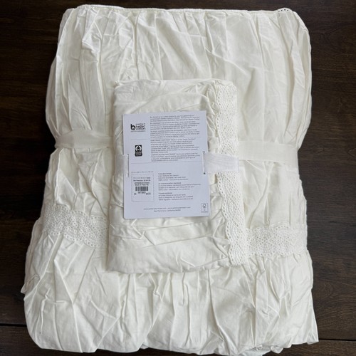 POTTERY BARN TEEN LOVESHACKFANCY SWEET BOWS TWIN DUVET COVER & SHAM SET ~ IVORY - Picture 10 of 13
