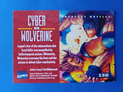 1995 FLEER ULTRA WOLVERINE VS CYBER GREATEST BATTLES #130 MARVEL
