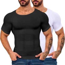 Compression Posture Corrector T-shirt Men Body Slimming Vest Tummy Shaper Slim