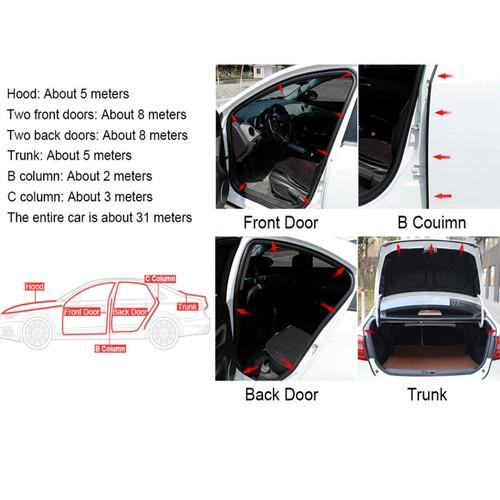 16M/52.49ft Durable Car Door Seal Strip Molding Edge Trim Window Sealed Strips - Picture 11 of 13