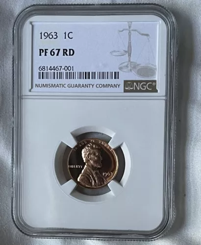 1963 P NGC PF67 RD RED PROOF LINCOLN WHEAT PENNY 1C ONE CENT #0333
