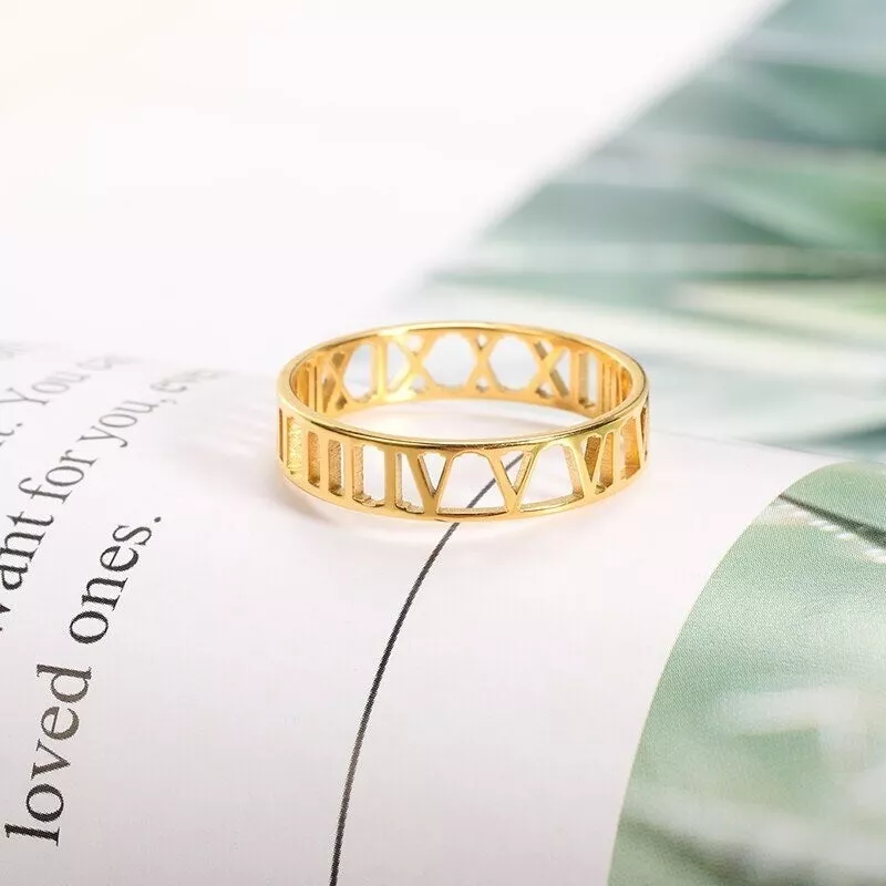 Pierced Roman Numeral Ring, Rimmed with Diamonds