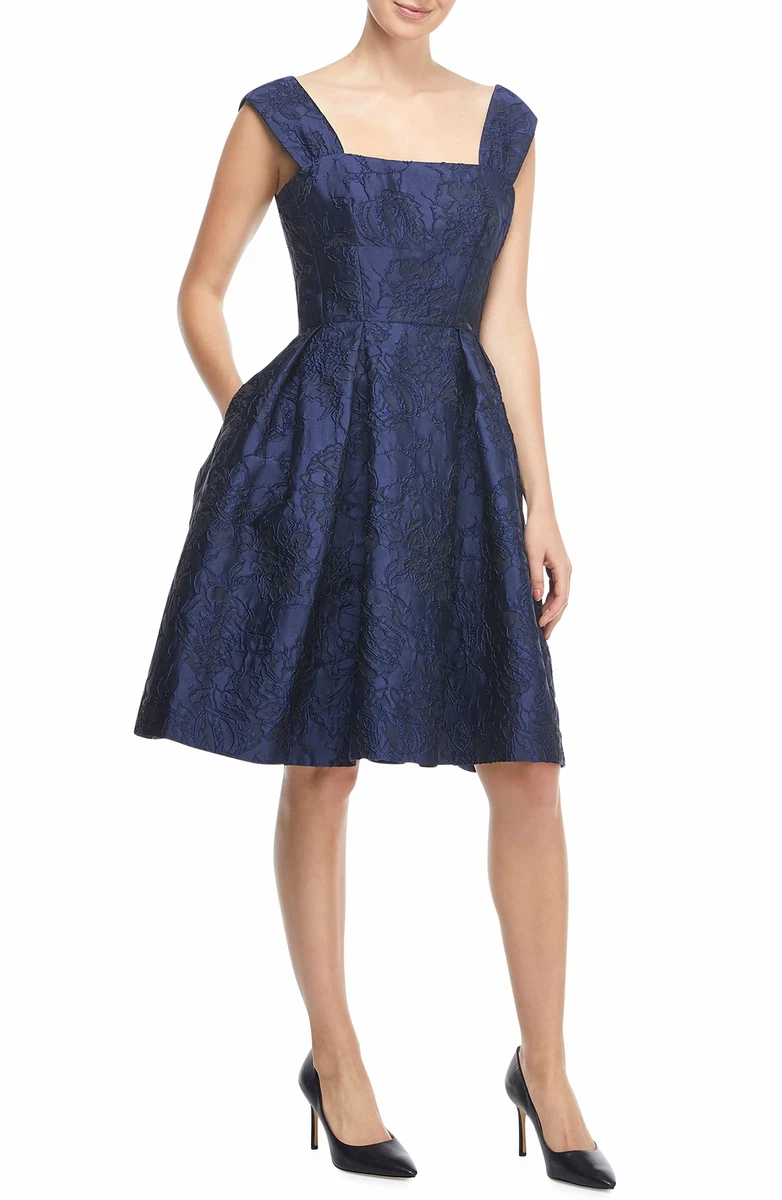 NEW GAL MEETS GLAM COLLECTION Annabelle Square Neck Satin Jacquard DRESS 6  $198 | eBay