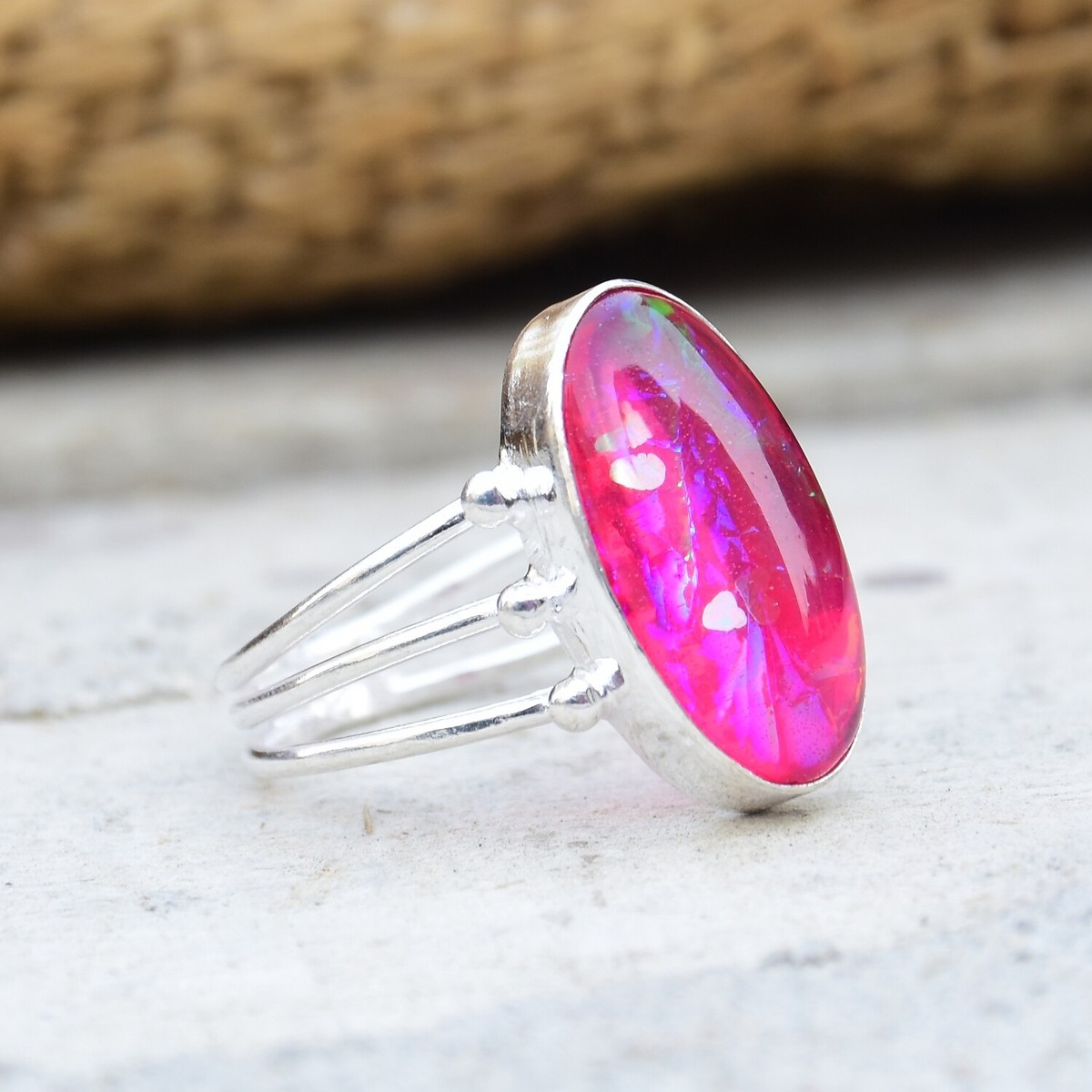 Australian Triplet Opal Gemstone 925 Sterling Silver Handmade Ring Jewelry  M-12