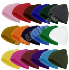 Women's Short Beanie Knit Hat Sports Winter Outdoors Cuff Plain Skull Ski Cap