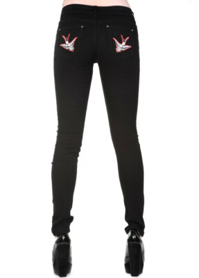 Banned Apparel Swallows Tattoo Skinny Jeans  Alternative goth emo rockabilly   