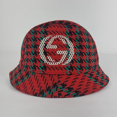 Gucci Multi-color Hounds-tooth Wool Interlocking G Fedora Bucket