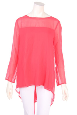 ATOS LOMBARDINI Blouse Deep Back Neckline Volants Frills I 44 = D 38 coral NEW