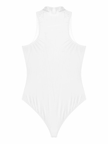 Hochglanz-Damen-Body einteilig ärmellose Bademode glänzend Badeanzüge Trikot - Bild 32 von 52