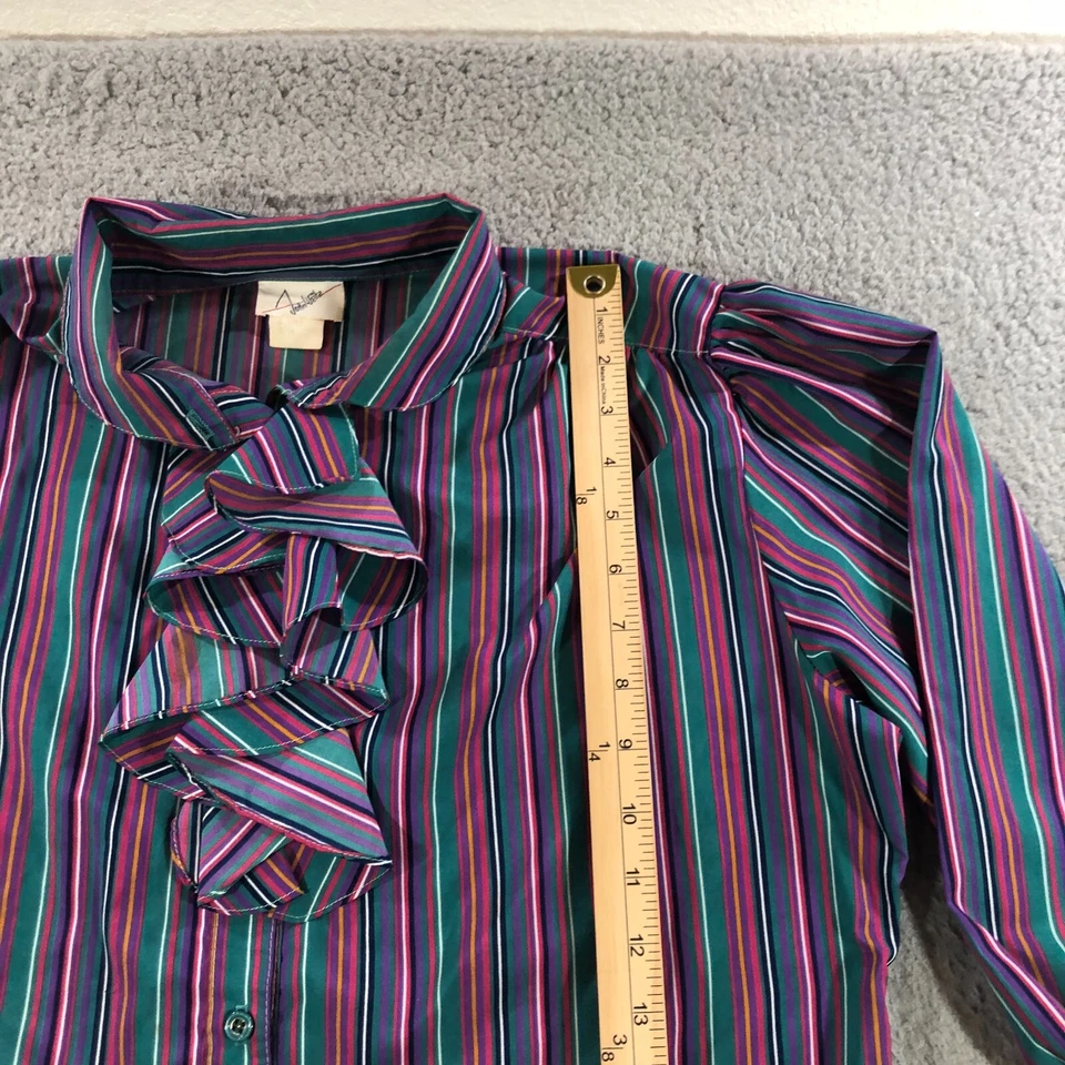 Vintage John Weitz formelles Set Damen 16 mehrfarbige Streifen Bluse Rock Set - Bild 4 von 4