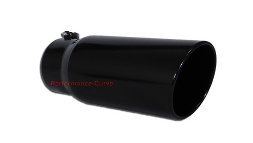 Black Diesel Stainless Steel Bolt On Exhaust Tip 5" Inlet - 6" Outlet - 15" Long - Picture 2 of 3