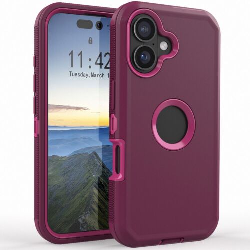 For Apple iPhone 16/pro/pro max/plus/16e 5G Shockproof Rubber Case Rugged Cover - Picture 65 of 84