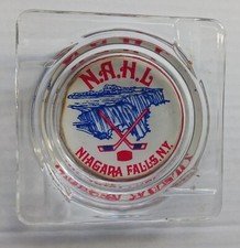  Vintage NAHL (Niagara Amateur Hockey League) Glass Ashtray. Rare Item. 1970's 