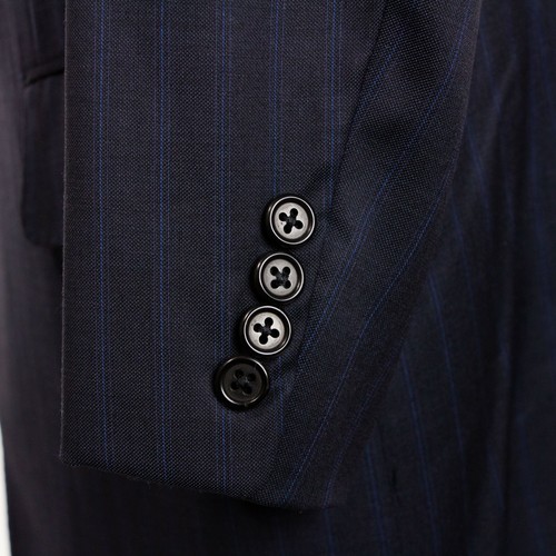 Oxxford Clothes Gibbons Mens 44R Wool Blue Pinstripe Logo Liner Coat Suit Jacket - Picture 6 of 12