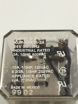 Potter Brumfield KUP-14A35-24 Relay 24V 50/60Hz 3A 1/2HP Lot Of 2 SR3B-05 99415