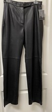 Jacqueline Ferrar Women's High Rise Soft Genuine Leather Pants Black Sz 6/8 NWT