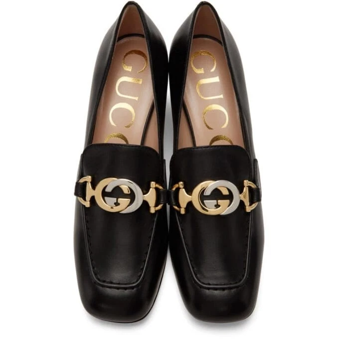 Escarpins noirs femme Gucci avec boucle signature talon bloc 38 neufs dans leur boîte