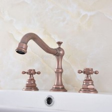 Antique Copper Widespread Bathroom Sink Faucet 2 Handles 3 Hole Mixer Tap wsf630