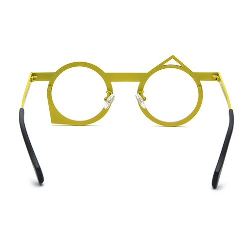 Irregular Metal Eyeglass Frames Mixed-color Round Spectacles Unisex Clear Lens - Picture 15 of 27