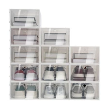 24pcs Clear-Front Shoe Storage BoxesFoldable Stackable PP Sneaker Container 