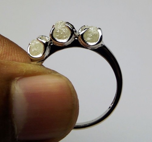1.29CT NATURAL WHITE ROUGH RAW UNCUT DIAMOND .925 SILVER ENGAGEMENT RING NR $94 - Picture 2 of 2