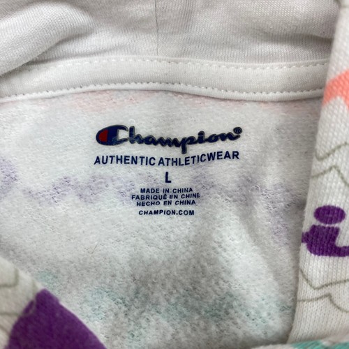 Champion Girls Sweatshirt sz L Multicolor Logo Striped Hooded Pullover Pocket - Picture 4 of 12