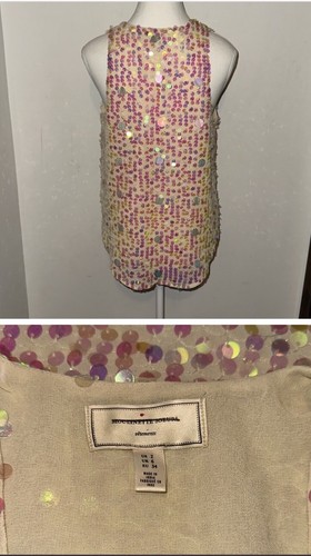 MOULINETTE SOEURS ANTHROPOLOGIE Women’s Pink Sequin V-Neck Swing Tank Size 2 - Picture 5 of 5