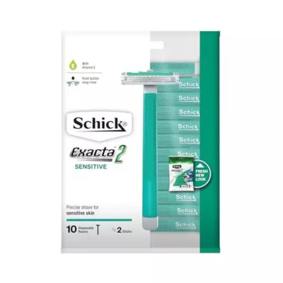 Schick Exacta2 Sensitive Disposable Razors, Compares to Slim Twin, 10 Count