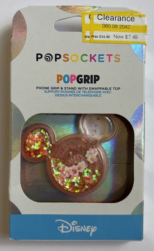 PopSocket Phone Grip/Stand Pink Earridescent Floating Glitter Daisy Charm Mickey - 第 1/3 張圖片