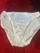 Vtg VICTORIA S SECRET SECOND SKIN Glossy SATIN PANTIES M White Y2K Bikini