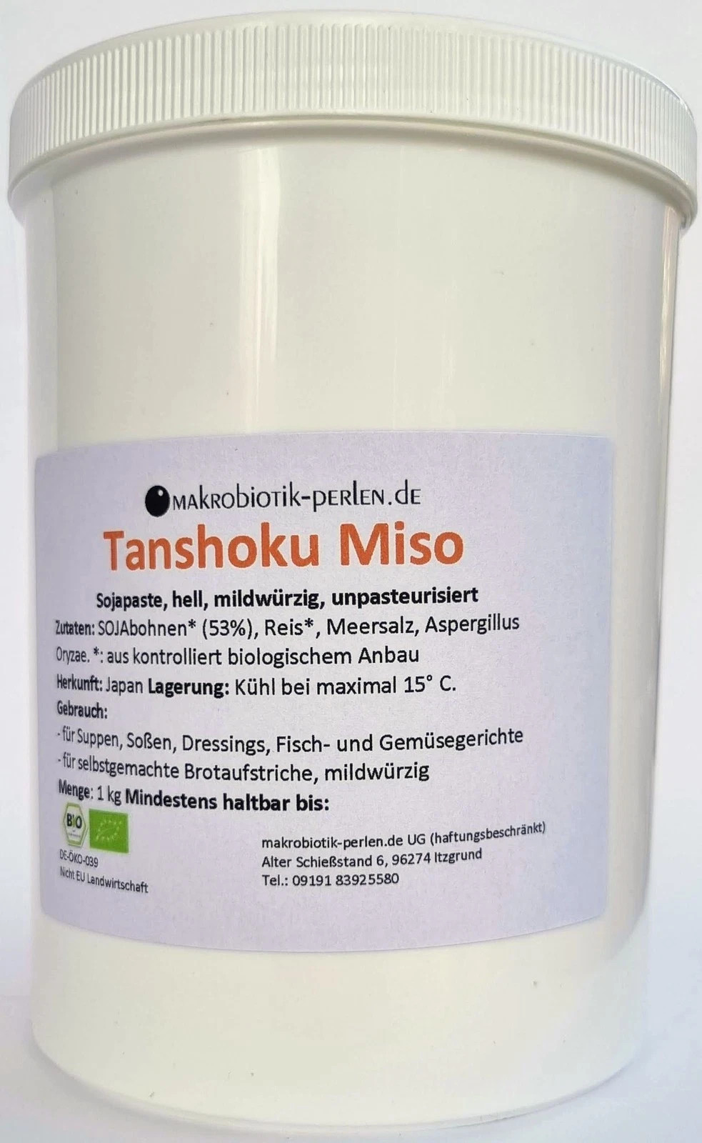 Clearspring Bio Tanshoku Miso 20 kg Miso Paste Japan, Sojabohnen, mildwürzig