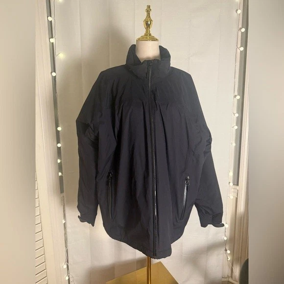 Lands’ End Men’s XL Black Insulated Winter Jacket Coat Nylon Quilted
