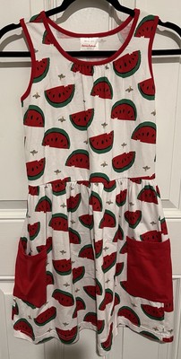 Hanna Andersson Kids' Watermelon & Bees Dress Sleeveless US Size 12 Summer Beach