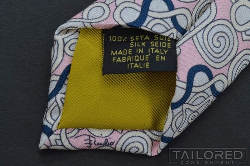 EMILIO PUCCI Pink Geometric 100% Silk Mens Luxury Tie - 3.50" - Picture 5 of 5