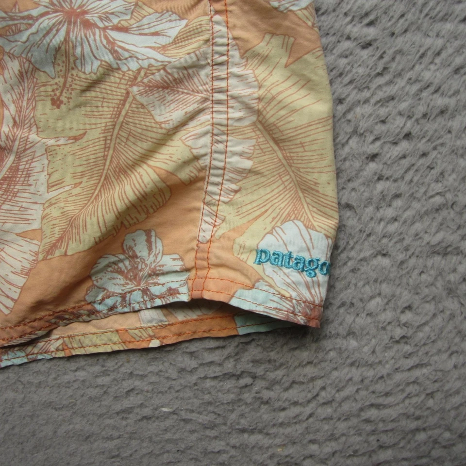 Patagonia Board Shorts Para Hombres 32 Naranja Floral Bañador Cordón Nylon Playa Foto 2 de 4