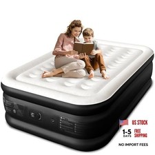 Full Size Air Mattress with Built-in Pump, 18" Raised Comfort, Full 18in Black