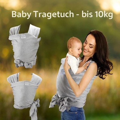 Miniwe Herzensliebe Baby Tragetuch Grau   Neugeborene bis 10 kg   Wickeltuch