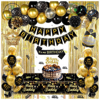Geburtstagsdeko Schwarz Gold Party Set Mit Happy Birthday Banner Ballons