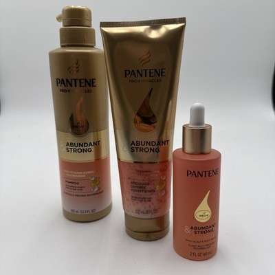 Pantene Abundant & Strong 3-Piece Regimen 23.5 Fl Oz (Pack of 1), Golden/pink 