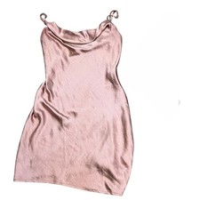 Nasty Gal Y2K Pink Satin Cowl Neck Mini Slip Dress Womens 4 Club