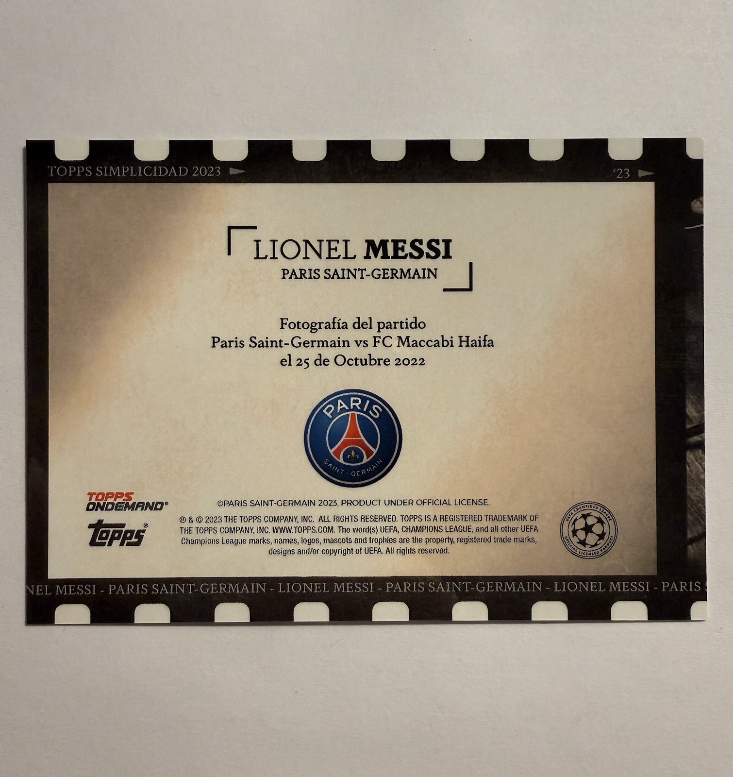 2022-23 Topps Simplicidad UEFA Filmstrip Lionel Messi PSG #23  view 2