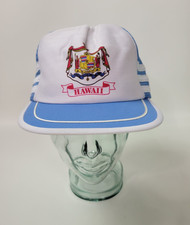 Vintage Hawaii State Crest Light Blue Three Stripe Snapback Trucker Hat